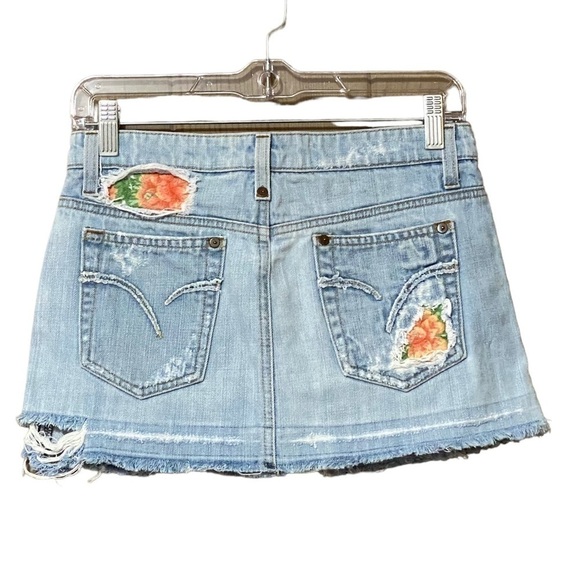 Joe’s Jeans Skirt Women’s W26 Smith Blue Floral Embroidered Distressed Mini - Picture 2 of 5